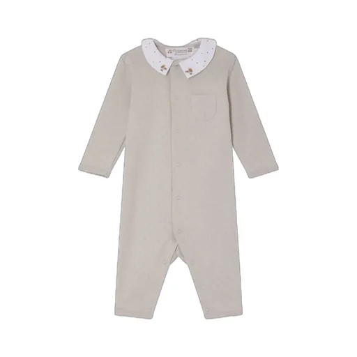 Embroidered-Collar Cotton Romper