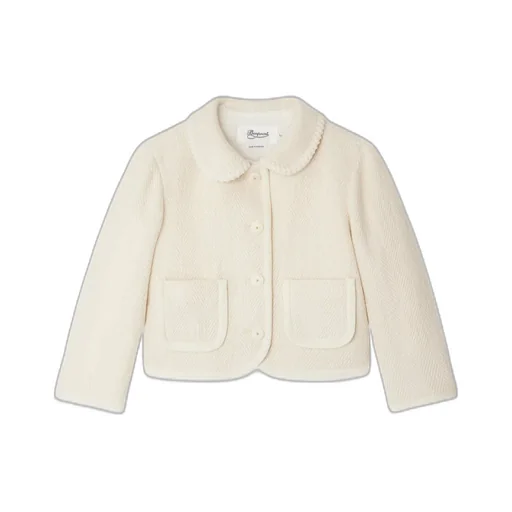 Herringbone-Patterned Collar Jacket