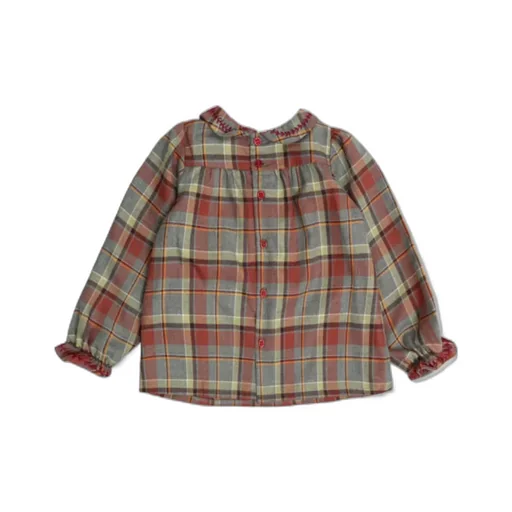 Peter Pan Collar Checked Blouse