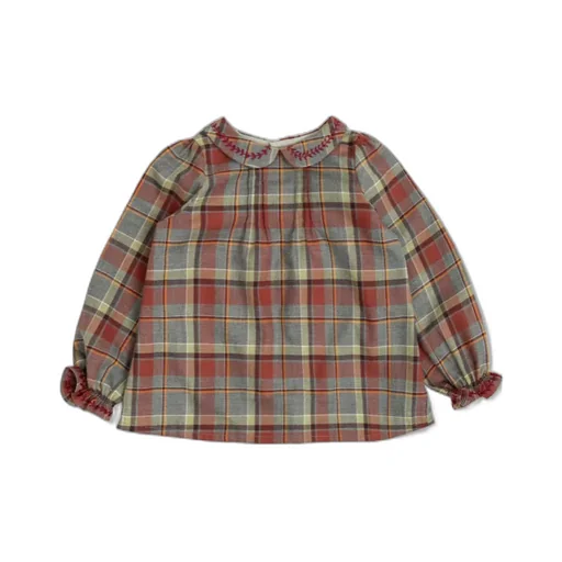 Peter Pan Collar Checked Blouse