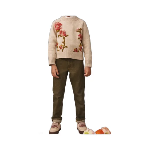 Long-Sleeved Sweater With Embroidered Flowers