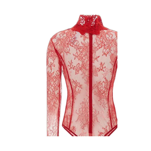 Long Sleeved Floral-Lace Bodysuit