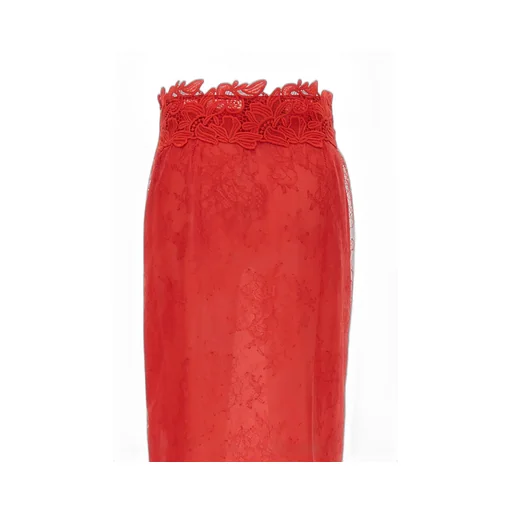 Floral Embroidered Lace Midi Skirt