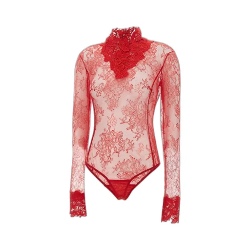 Long Sleeved Floral-Lace Bodysuit