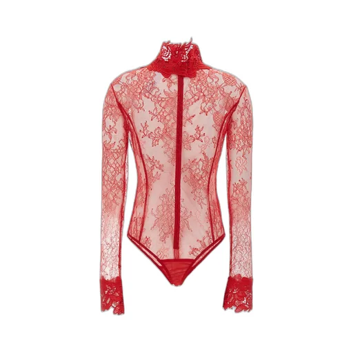 Long Sleeved Floral-Lace Bodysuit