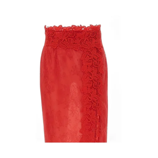 Floral Embroidered Lace Midi Skirt