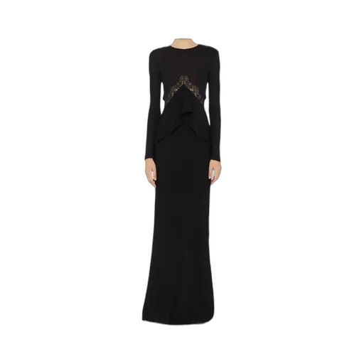Lace-Insert Column Maxi Dress