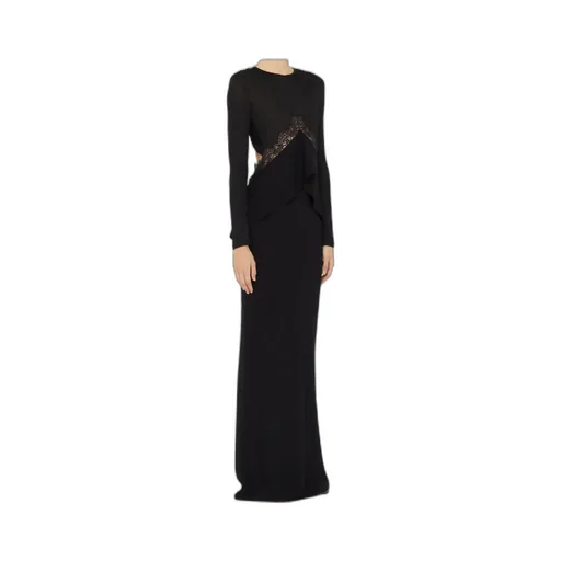 Lace-Insert Column Maxi Dress