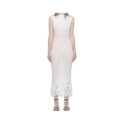 Lace-Insert Midi Dress