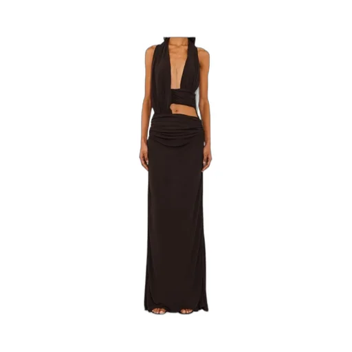 Pleated Halterneck Maxi Dress