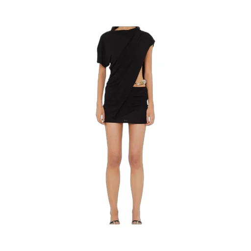 Draped Resin-Embellished Mini Dress