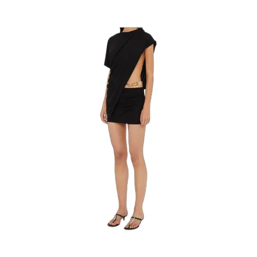 Draped Resin-Embellished Mini Dress