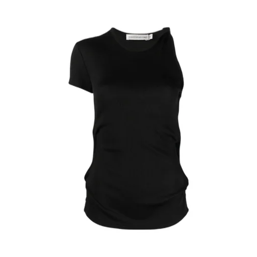 Twist-Detail Asymmetric Ribbed T-Shirt