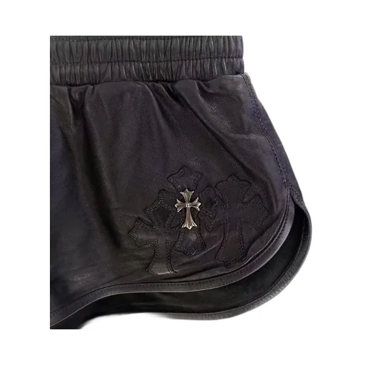 Cross-Patched Leather Shorts