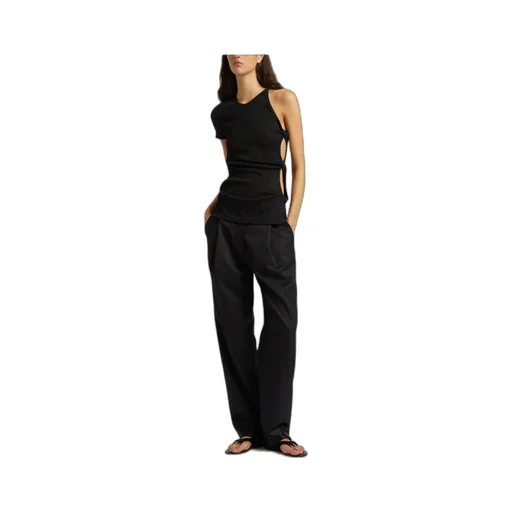 Twist-Detail Asymmetric Ribbed T-Shirt