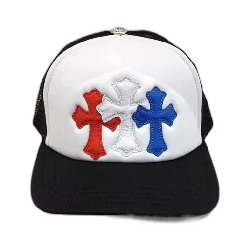 Three-Color Cross-Patched Leather Baseball Cap