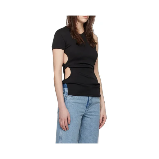 Twist-Detail Asymmetric Ribbed T-Shirt