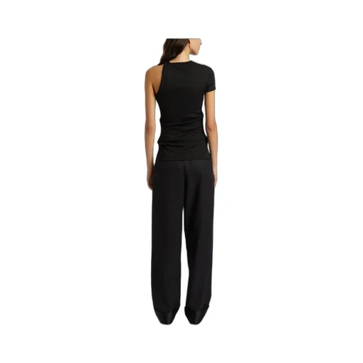 Twist-Detail Asymmetric Ribbed T-Shirt