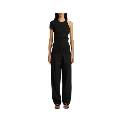 Twist-Detail Asymmetric Ribbed T-Shirt