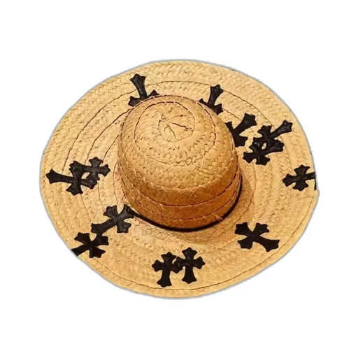 Leather Cross Straw Hat