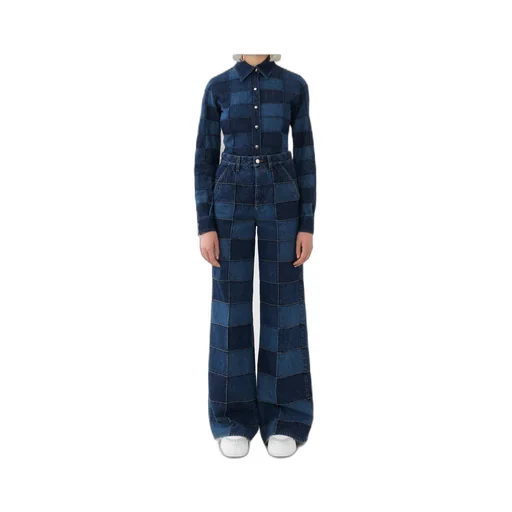 Patchwork Wide-Leg Jeans