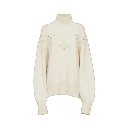 Pointelle-Knit High Neck Sweater