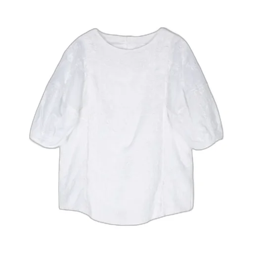 Crewneck Puff-Sleeved Blouse