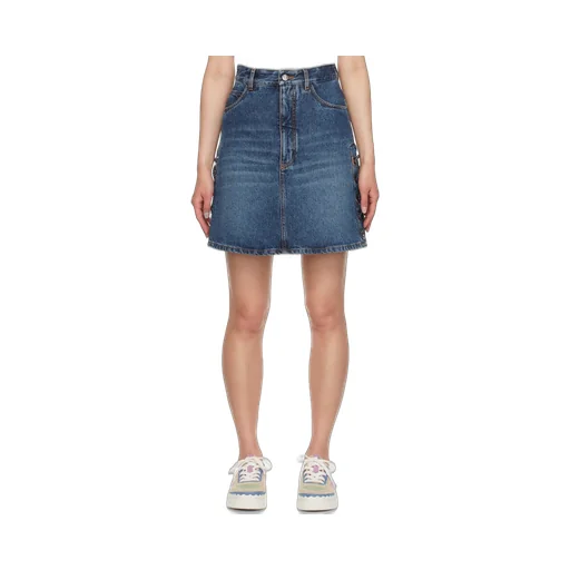 Logo Lace-Up Denim Skirt