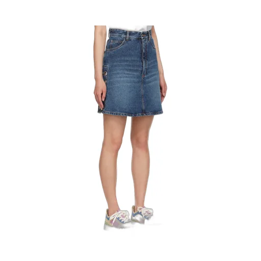 Logo Lace-Up Denim Skirt