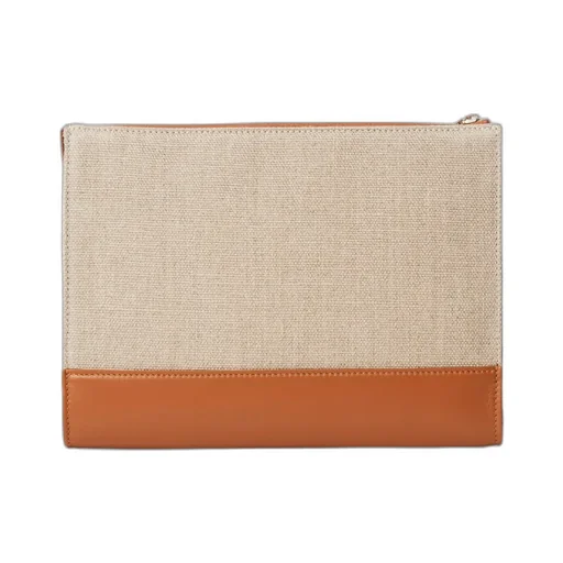 Embossed-Logo Clutch Bag