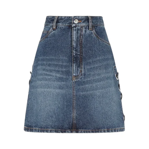 Logo Lace-Up Denim Skirt