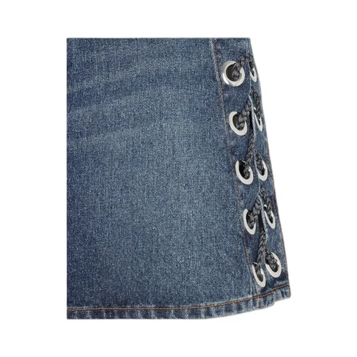 Logo Lace-Up Denim Skirt