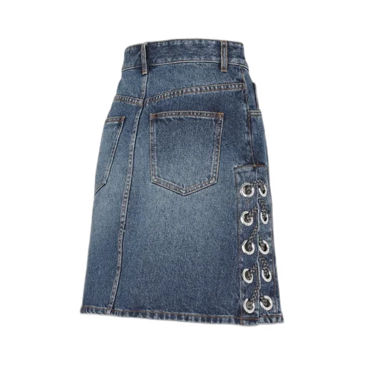 Logo Lace-Up Denim Skirt