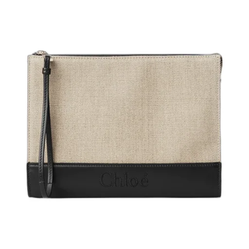 Logo-Embroidered Clutch Bag