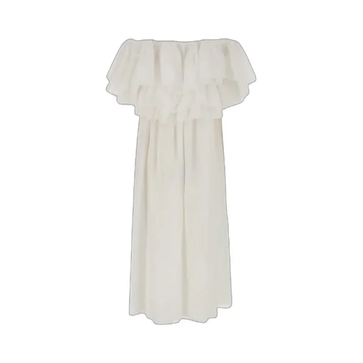 Ruffled Neckline Ramie Dress