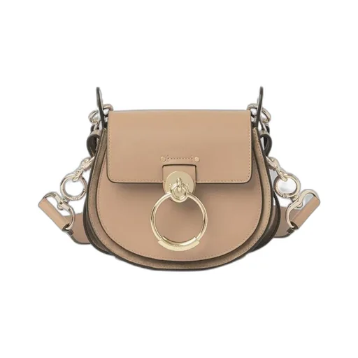 Tess Logo Embossed Ring Embellished Shoulder Bag