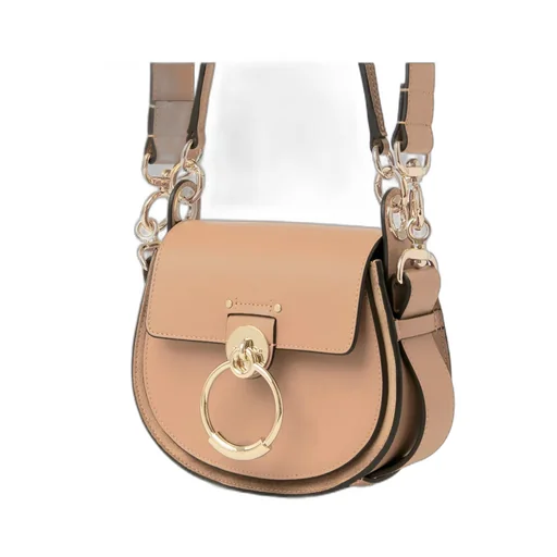 Tess Logo Embossed Ring Embellished Shoulder Bag