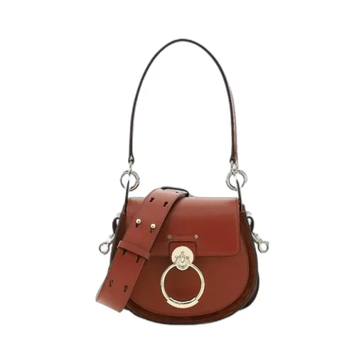 Tess Logo Embossed Ring Embellished Shoulder Bag