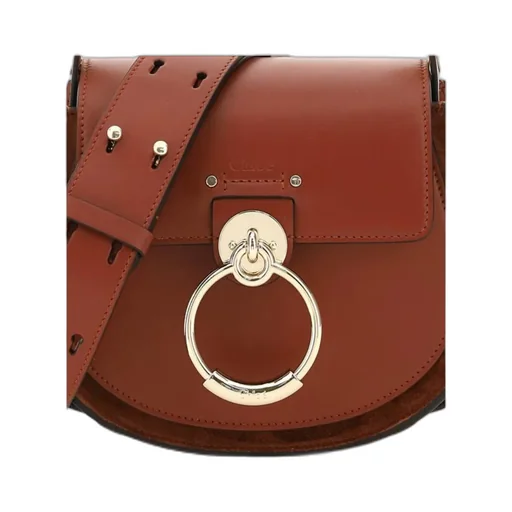 Tess Logo Embossed Ring Embellished Shoulder Bag