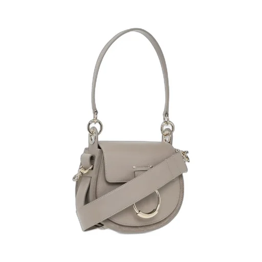 Tess Logo Embossed Ring Embellished Shoulder Bag