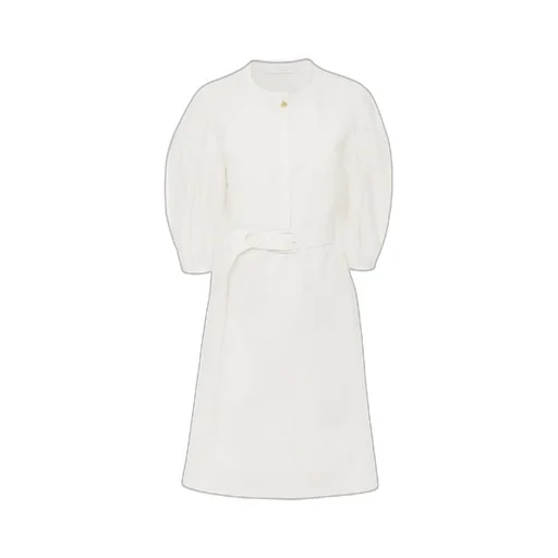 Belted Mid-Sleeved Midi Dress