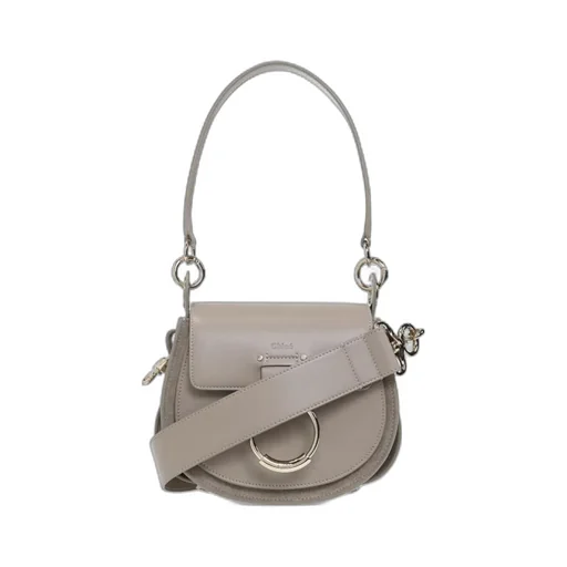 Tess Logo Embossed Ring Embellished Shoulder Bag