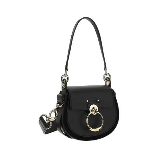 Tess Logo Embossed Ring Embellished Shoulder Bag