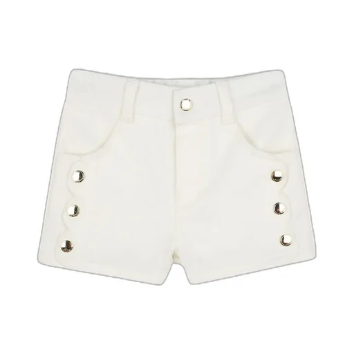 Scallop-Edge Denim Shorts