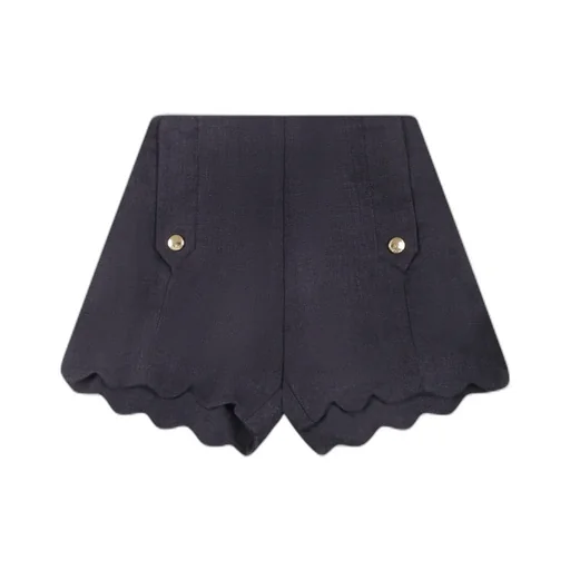 Scallop-Edge Linen Shorts