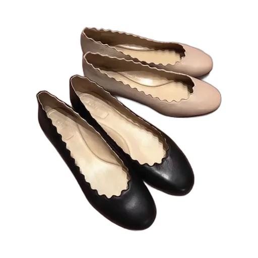 Scallop-Edge Ballerina Flats
