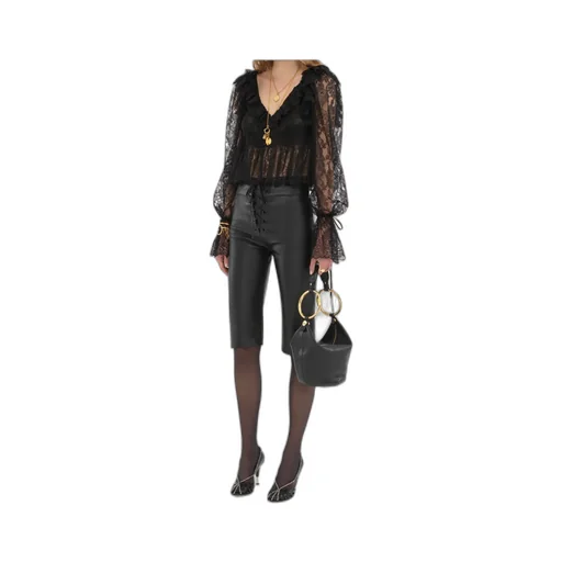 Lace-Up Leather Capri Trousers