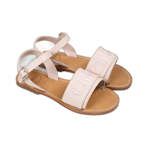Logo Embroidered Buckle-Strap Sandals