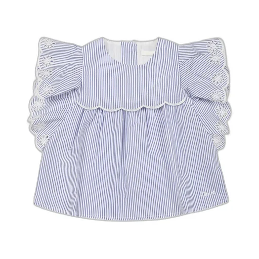 Striped Ruffled Poplin Blouse