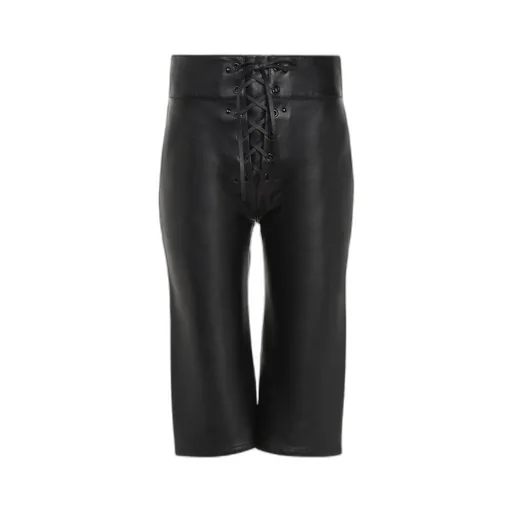 Lace-Up Leather Capri Trousers